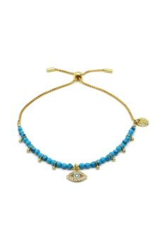 Brela Turquoise Blue Evil Eye Charm Bracelet, 2 of 6