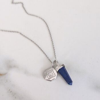 The En Pointe Duo Lapis Lazuli Necklace, Silver, 2 of 8