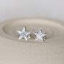 Sterling Silver Textured Star Studs, thumbnail 3 of 9