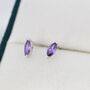 Sterling Silver Marquise Amethyst Purple Stud Earrings, thumbnail 5 of 10
