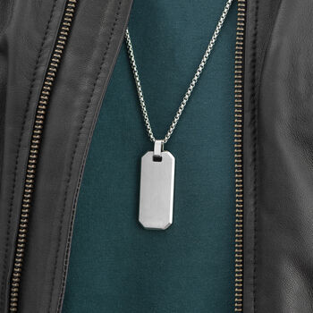 Personalised Men's Metallic Grey Dog Tag Necklace, 3 of 10