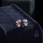 Tiny Moonstone Star And Pearl Stud Earrings, thumbnail 4 of 10