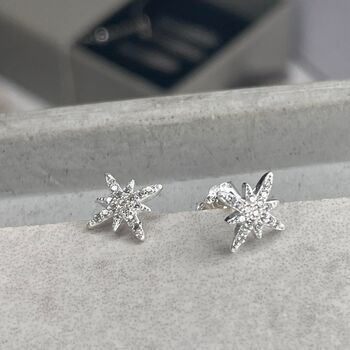 Sterling Silver North Star Studs, 3 of 9