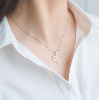 Sterling Silver Cat Pendant Necklace, 2 of 6