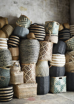 Grey And Natural Shaped Bamboo Storage Basket, 5 of 5