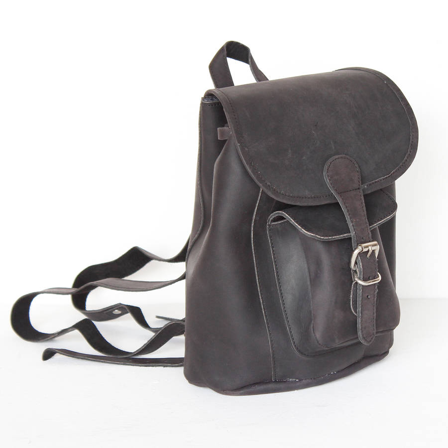 small leather backpack by scaramanga