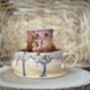 Handmade Porcelain Espresso Cup And Saucer Blush Pink And Cream With Drip Glaze, thumbnail 2 of 6