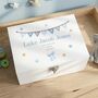 Personalised Blue Garland Baby White Keepsake Box Three Sizes, thumbnail 1 of 12