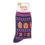 Gingerbread Candy Canes Christmas Socks Bamboo Women's Navy Red, thumbnail 3 of 3