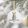 Christmas Ceramic Bauble Cute Bunny Wrapped In Lights, thumbnail 2 of 4