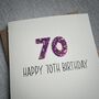 Personalised Happy 70th Glitter Milestone Birthday Card, thumbnail 4 of 6