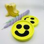Smiley Face Coasters/ Trays Neon Yellow Set Of Two, thumbnail 2 of 12