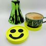 Smiley Face Coasters/ Trays Neon Yellow Set Of Two, thumbnail 11 of 12