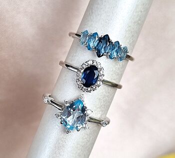 Ombre Blue Topaz Ring In Silver And Gold Vermeil, 8 of 11