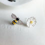 Sterling Silver Bumblebee And Daisy Stud Earrings, thumbnail 1 of 8