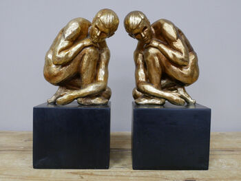 Black And Gold Adonis Bookends – Naked Man Retro Style, 3 of 5