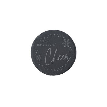 'Pour Me A Cup Of Cheer' Round Slate Coaster | Home Decor, 2 of 2