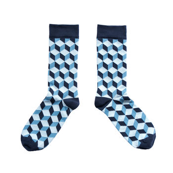 Ethical Blue Geometric Sock, 4 of 4