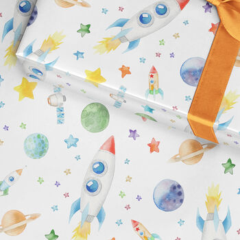 Rocket Spaceship Wrapping Paper Roll Or Folded, 2 of 5