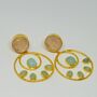Raw Rose Quartz, Aqua Chalcedony Gold Earrings, thumbnail 3 of 7