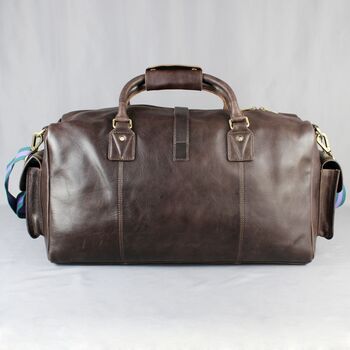 'Drake' Men's Leather Holdall In Chestnut Leather, 10 of 12