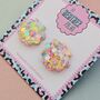 Sea Shell Glitter Resin Stud Earrings Pink, Blue And Coral, thumbnail 11 of 12