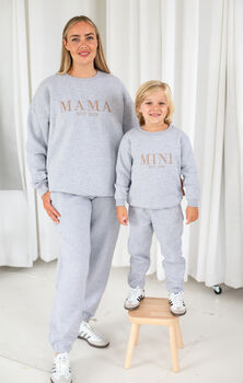 Mama Est Embroidered Personalised Jumper And Jogger Set Matching Mini Available, 3 of 12