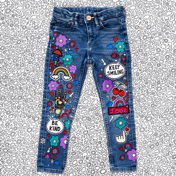 Kids Personalised Hand Painted Jeans, 4 of 12