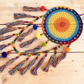 Large Rainbow Vegan Pom Pom Beads Dream Catcher, 10 of 10