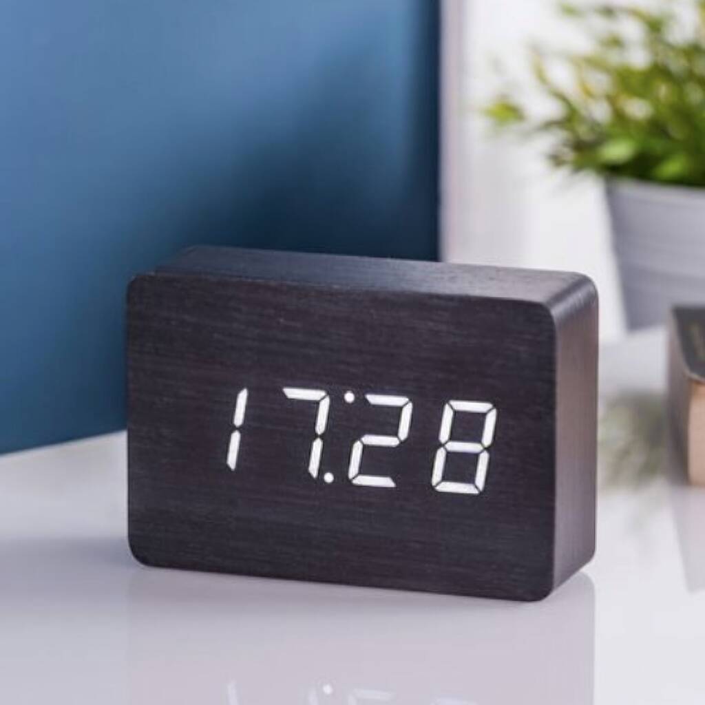 Black 'Tap On Tap Off' Brick Alarm Clock Box Included By Sophie MacBain
