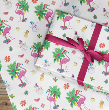 Flamingo Christmas Wrapping Paper, 3 of 3