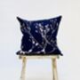 Indigo Berry Cyanotype Linen Cotton Cushion, thumbnail 2 of 5