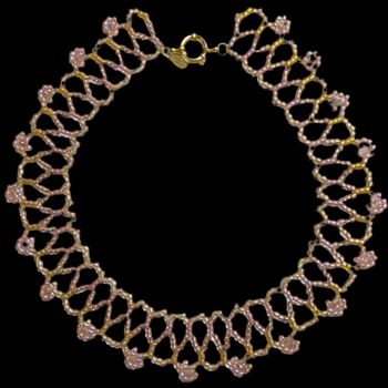 Rosy Glow Hand Sewn Lattice Daisy Necklace, 6 of 8