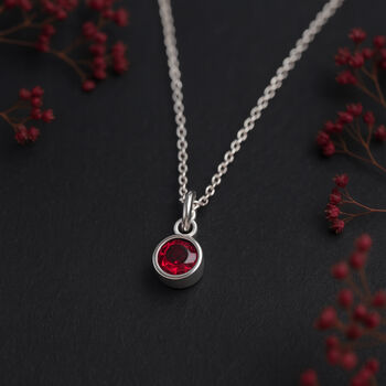 Personalised Sterling Silver July Ruby Birthstone Necklace, 2 of 10