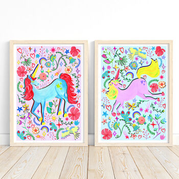 Lilac Unicorn Nursery Print Set – Set Of Two Or Three Whimsical Wall Art Prints, 5 of 12