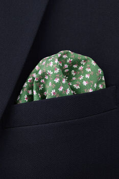 Wedding Handmade Floral Print Tie In Green And White, 2 of 6