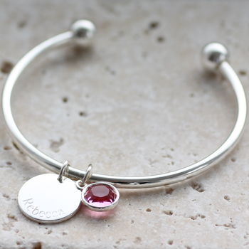 Child's Personalised Disc Birthstone Bangle, 4 of 11