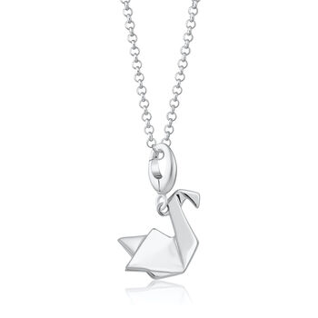 Origami Swan Necklace, Sterling Silver Or Gold Plated, 3 of 10