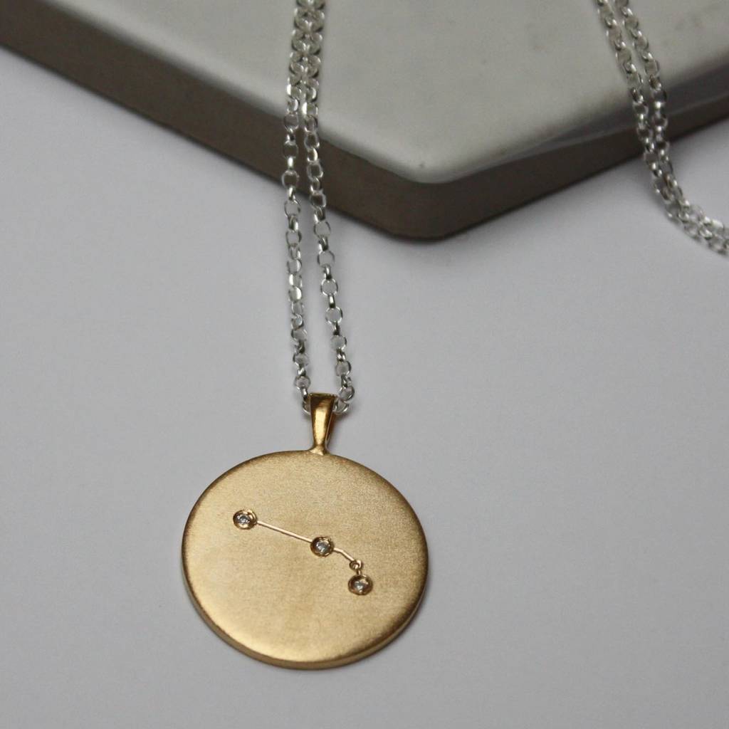 Constellation Necklace With Diamonds Aries Star Sign, 1 of 3