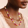 Pink And Burgundy Beaded Necklace In Gold Plating, thumbnail 1 of 4