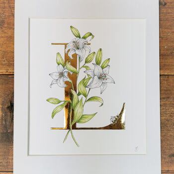 L Is For Lily Illuminated Botanical Print, 2 of 6