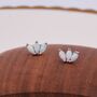 Sterling Silver White Opal Marquise Cluster Screw Back Earrings, thumbnail 2 of 12