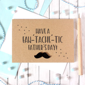 Happy Father's Day Card, Mustache, Fan 'Tache' Tic Card, 2 of 3