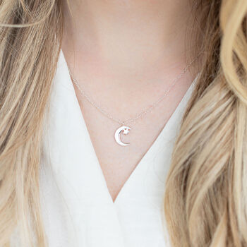 Moon And Star Sterling Silver Necklace, 2 of 6