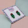 Holly Glitter Christmas Stud Resin Earrings, thumbnail 2 of 4