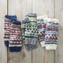 Fair Trade Fair Isle Knit Wool Lined Wristwarmer Gloves, thumbnail 4 of 12