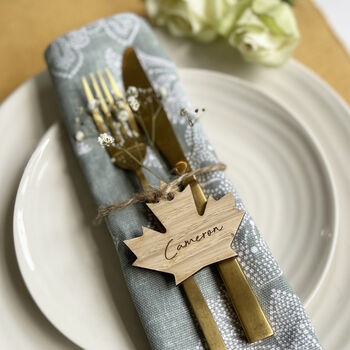 Personalised Wedding Place Setting Laser Cut Leaves, 2 of 8