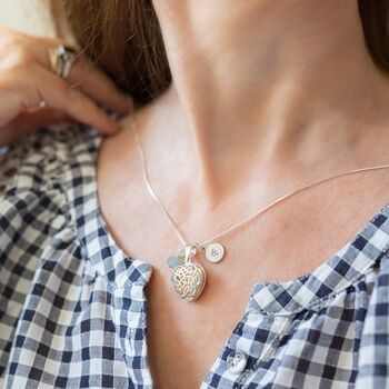 Personalised Heart Locket Necklace With Birthstone, 2 of 13