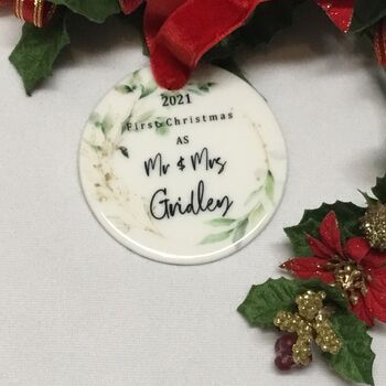 1st Christmas As Married Couple Personalised Ornament, 3 of 4