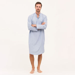 Stripe 100% Cotton Open Front Nightshirt - CJT56 - Men's Pyjamas